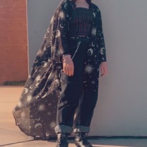 sun, moon, and stars sheer cardigan